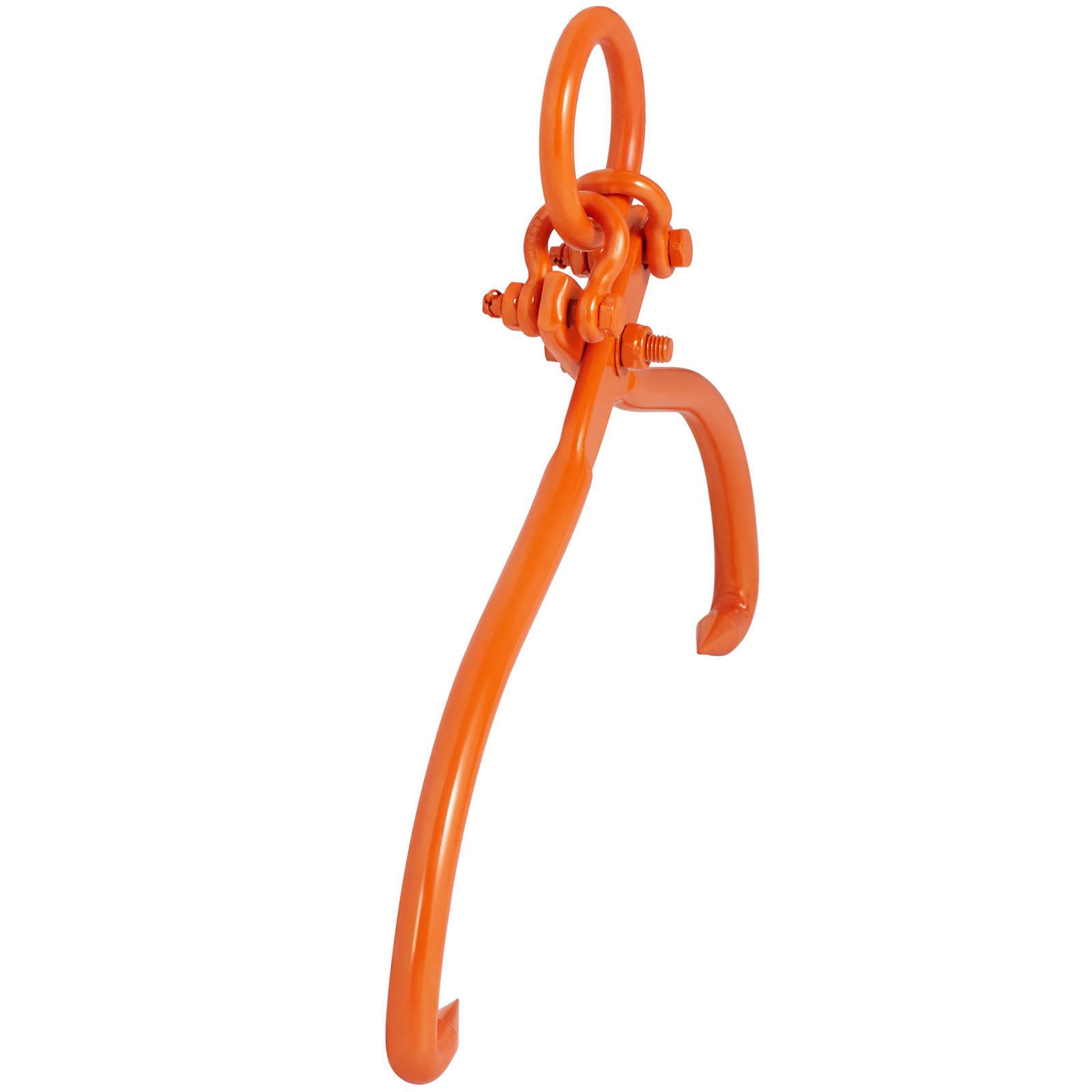 Pinzas para levantar troncos VEVOR de color naranja con ganchos afilados y anillo giratorio, diseñadas para levantar troncos.