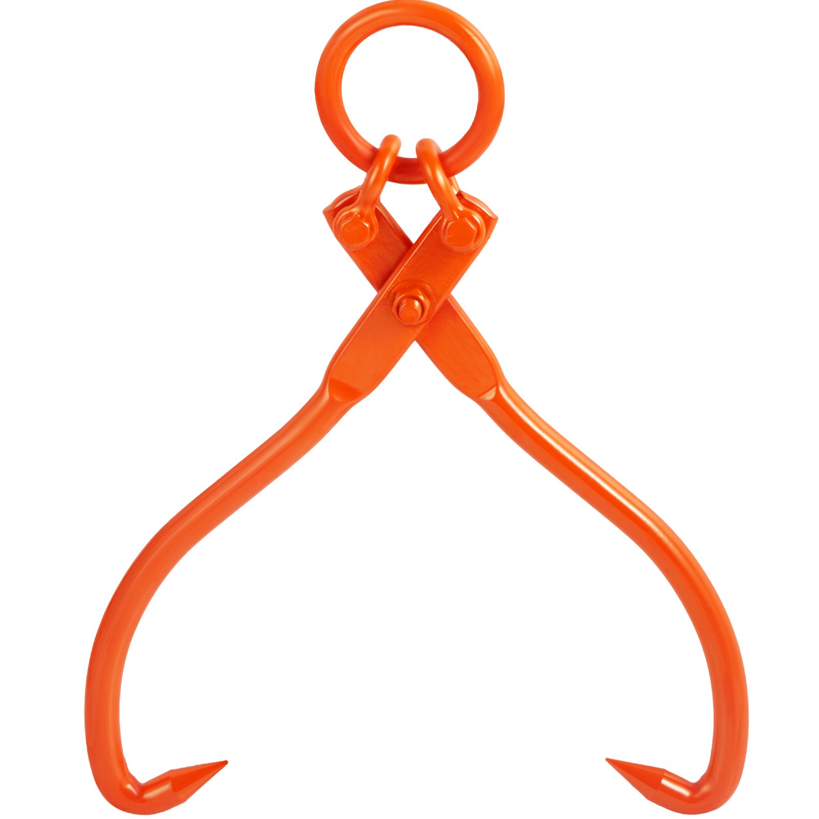 Pinzas para levantar troncos VEVOR de color naranja con ganchos afilados y mango circular para levantar troncos.