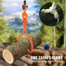 VEVOR Pinzas para arrastre de troncos, pinzas para elevación de troncos de 2 garras de 18 pulgadas, pinzas para arrastre de madera giratorias de acero resistente, capacidad de carga de 772 lbs/350 kg,