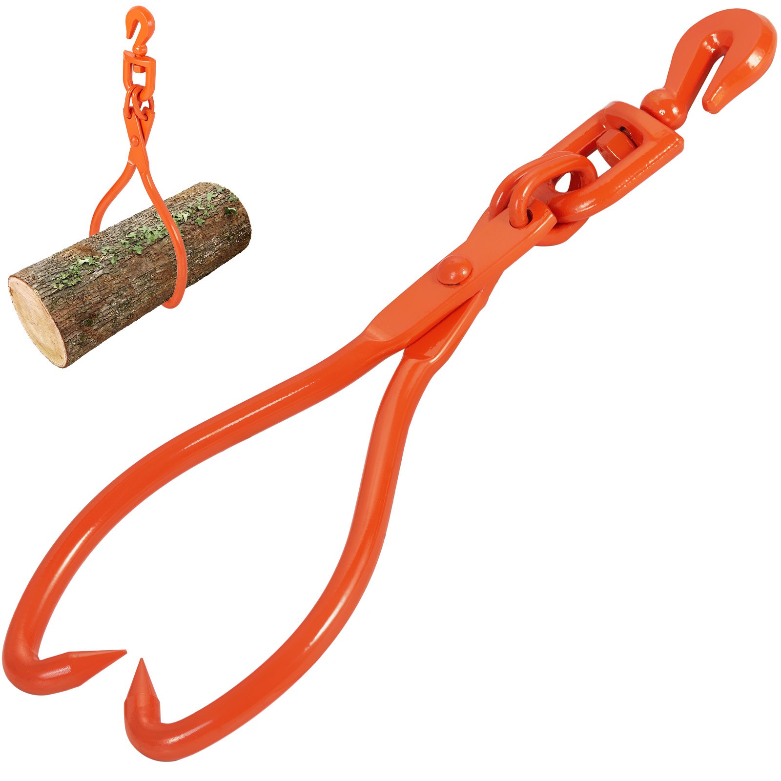 VEVOR Pinzas para arrastre de troncos, pinzas para elevación de troncos de 2 garras de 18 pulgadas, pinzas para arrastre de madera giratorias de acero resistente, capacidad de carga de 772 lbs/350 kg,