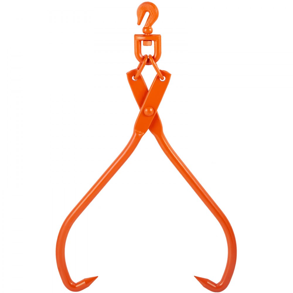 Pinzas para arrastrar troncos VEVOR de acero naranja con gancho giratorio para manipular y levantar troncos fácilmente.
