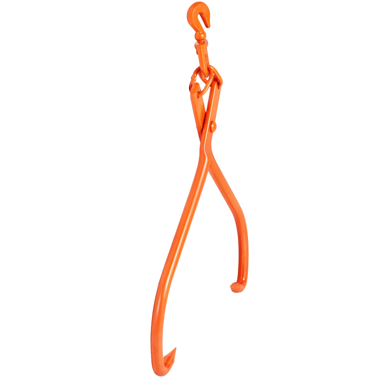 Pinzas para arrastrar troncos VEVOR de color naranja con gancho, que presentan una construcción de acero duradera.