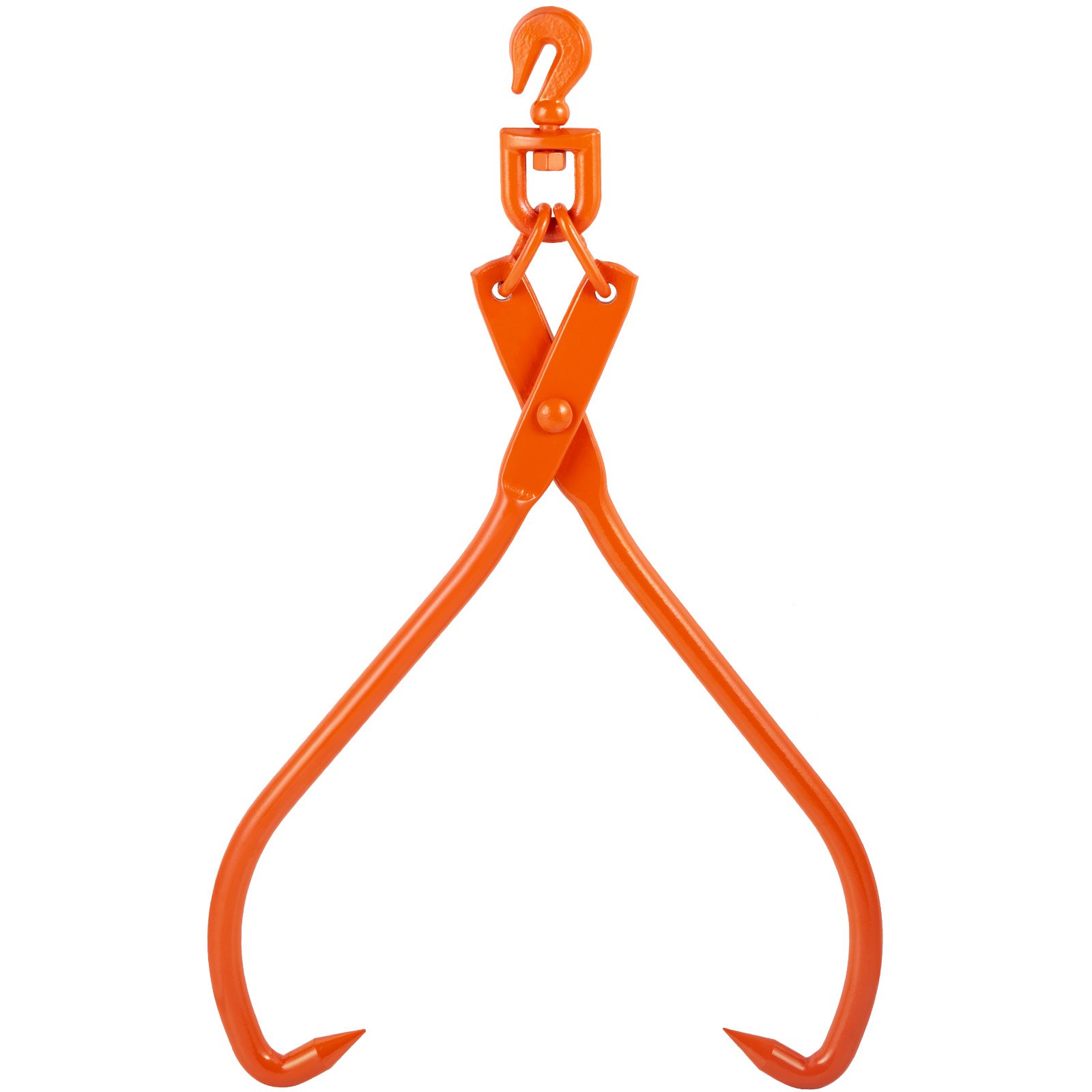 Pinzas para arrastrar troncos VEVOR de acero naranja con gancho giratorio para manipular y levantar troncos fácilmente.