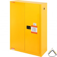 VEVOR Gabinete de seguridad para líquidos inflamables, 45 galones, gabinete de almacenamiento de líquidos inflamables de acero laminado en frío, 42,9 x 18,1 x 65,2 pulgadas, a prueba de explosiones con 2 estantes ajustables, 2 puertas manuales para uso industrial, amarillo