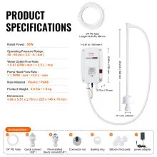 Sistema de bomba dispensadora de agua embotellada VEVOR, bomba de agua embotellada de alto flujo con enchufe estadounidense de 110 V y 20 pies con entrada única, bomba dispensadora de agua compatible con máquinas de café/té, máquinas de hielo