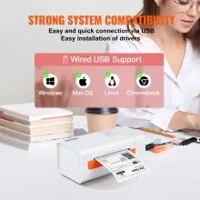 Impresora de etiquetas térmicas VEVOR, impresora de etiquetas de envío para etiquetas de 1,57 a 4,25 pulgadas de ancho, con cabezal de impresora japonés Rohm y reconocimiento automático de etiquetas, impresora térmica compatible con envío, código de barras, etiquetas domésticas y más