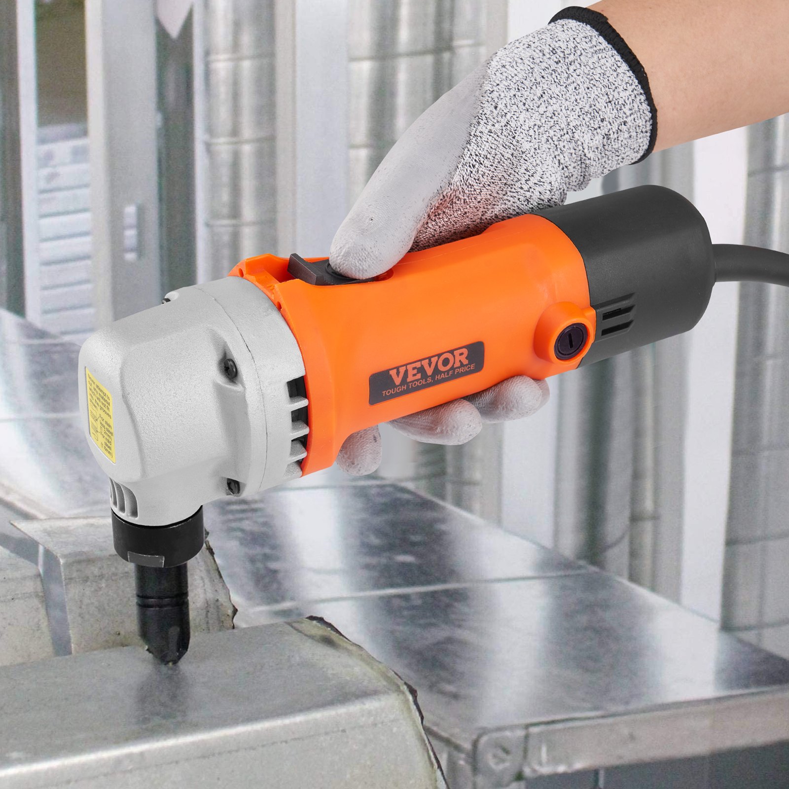 VEVOR Nibbler de chapa de metal, 550 W potente 2200 RPM de alta velocidad, rotación de 360 ​​grados cortador de metal eléctrico, curva recta y corte circular para acero inoxidable, aluminio, plástico, tablero de madera