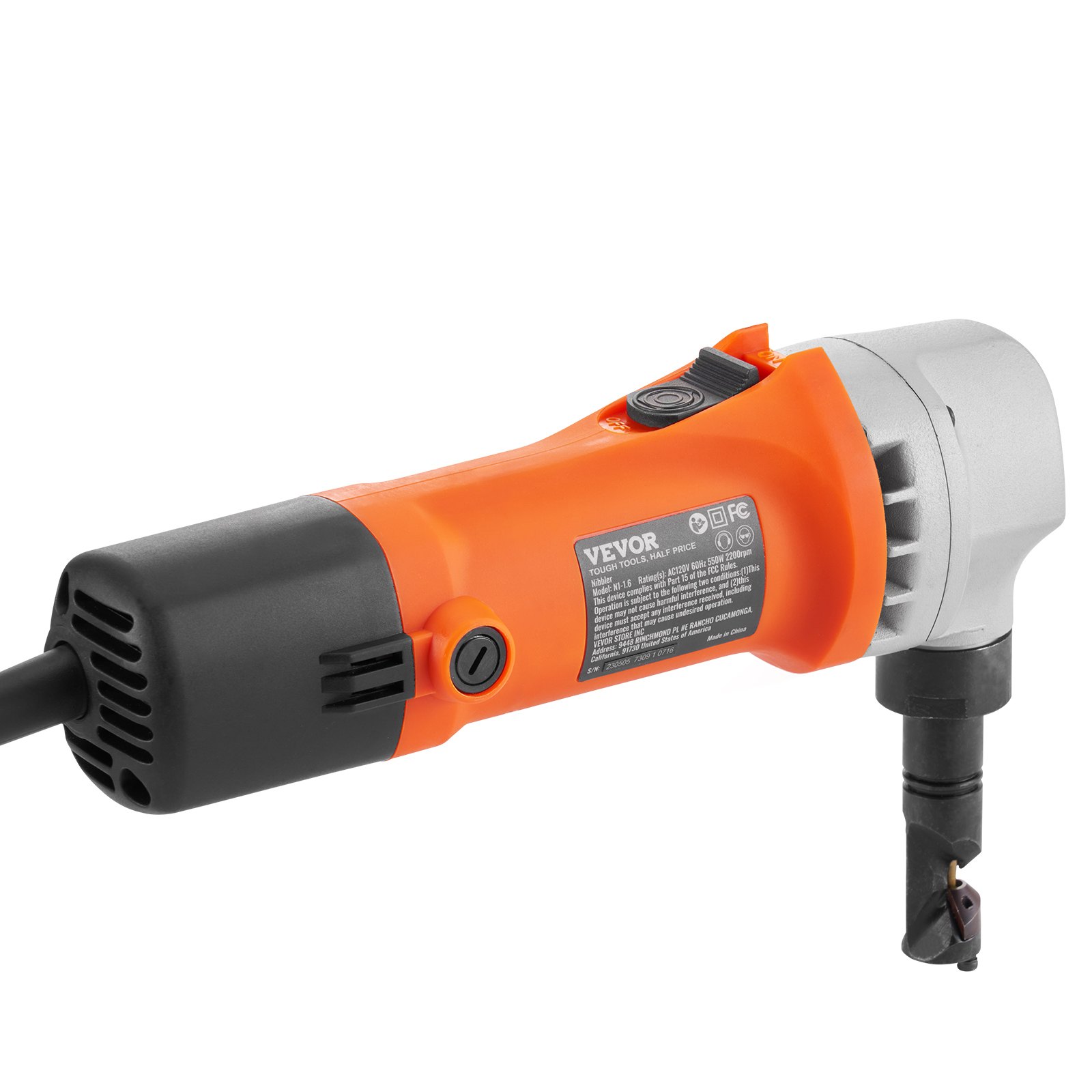 VEVOR Nibbler de chapa de metal, 550 W potente 2200 RPM de alta velocidad, rotación de 360 ​​grados cortador de metal eléctrico, curva recta y corte circular para acero inoxidable, aluminio, plástico, tablero de madera