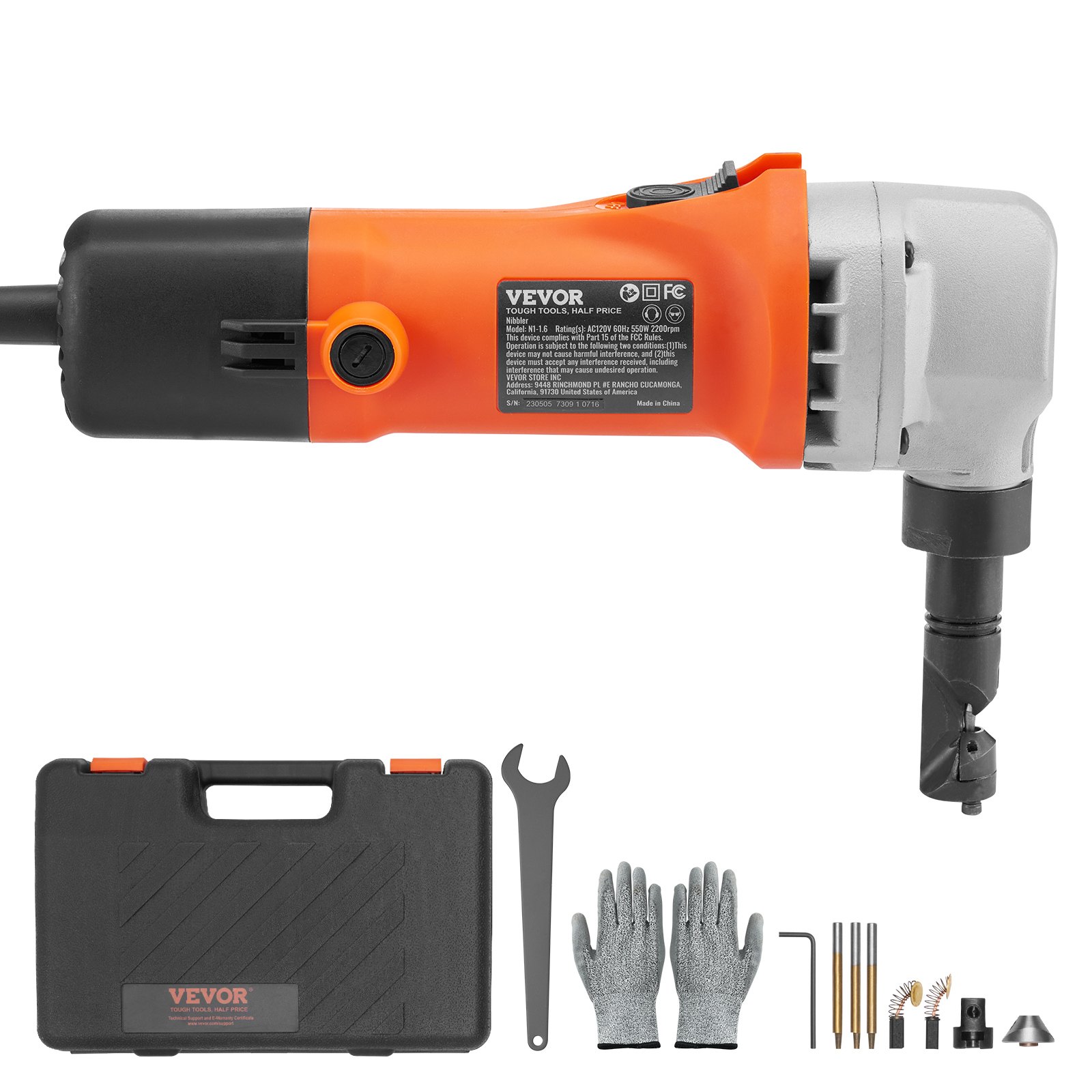 VEVOR Nibbler de chapa de metal, 550 W potente 2200 RPM de alta velocidad, rotación de 360 ​​grados cortador de metal eléctrico, curva recta y corte circular para acero inoxidable, aluminio, plástico, tablero de madera