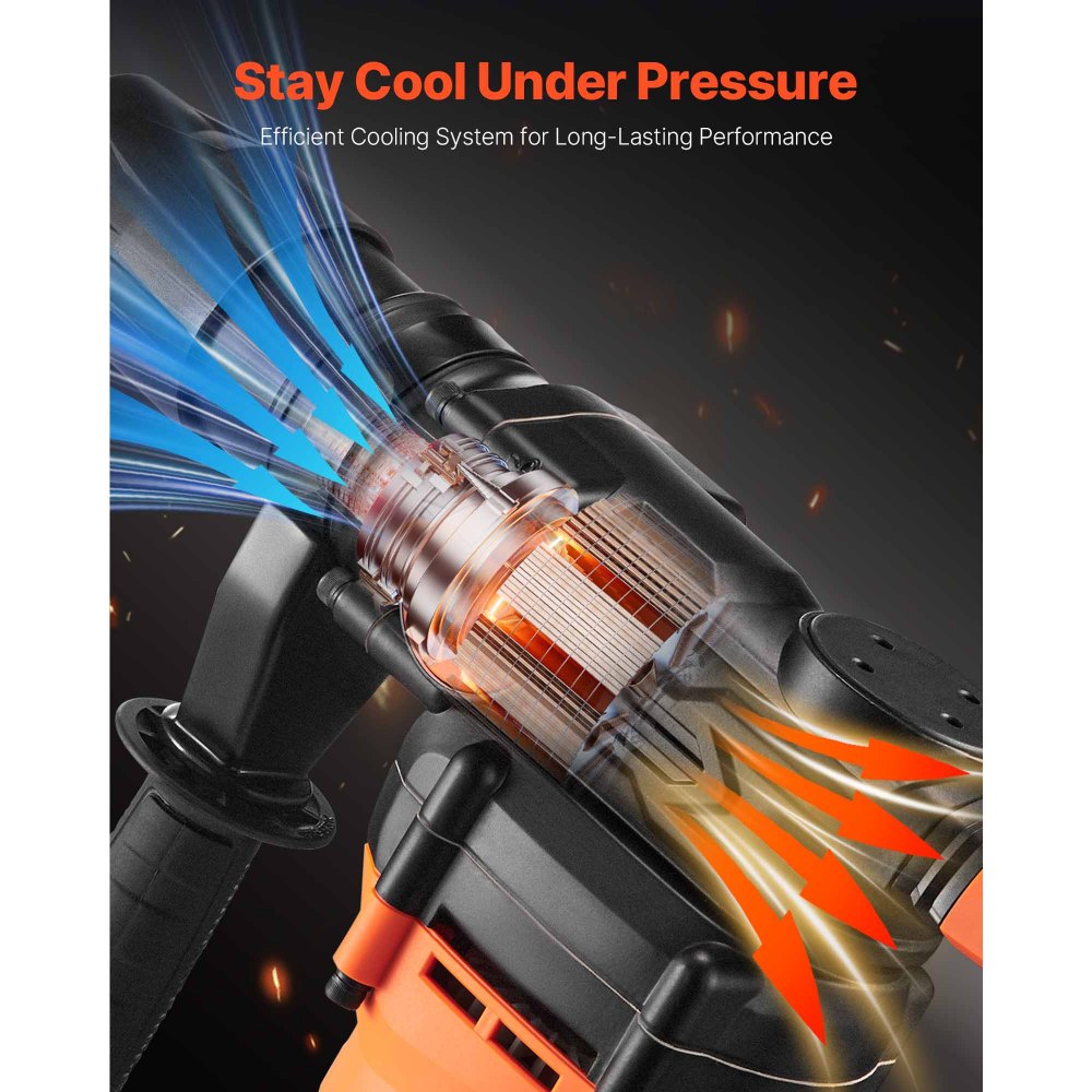 Taladro percutor rotativo VEVOR SDS-Max de 1-9/16 pulgadas, taladros con cable de 13 A, martillos cinceladores de alta resistencia con control de vibración y embrague de seguridad, martillos de demolición eléctricos de velocidad variable, herramienta eléctrica para hormigón