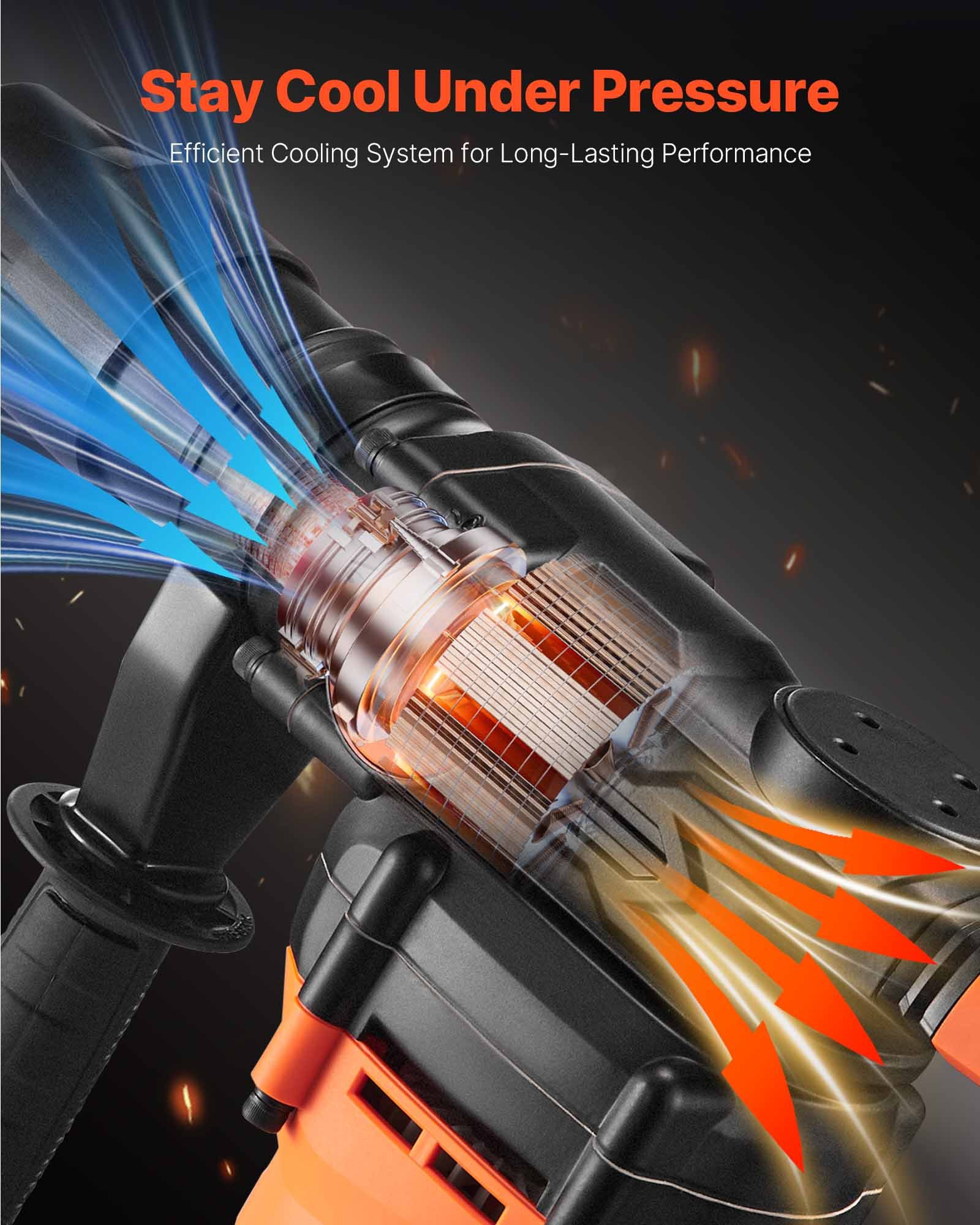 Taladro percutor rotativo VEVOR SDS-Max de 1-9/16 pulgadas, taladros con cable de 13 A, martillos cinceladores de alta resistencia con control de vibración y embrague de seguridad, martillos de demolición eléctricos de velocidad variable, herramienta eléctrica para hormigón