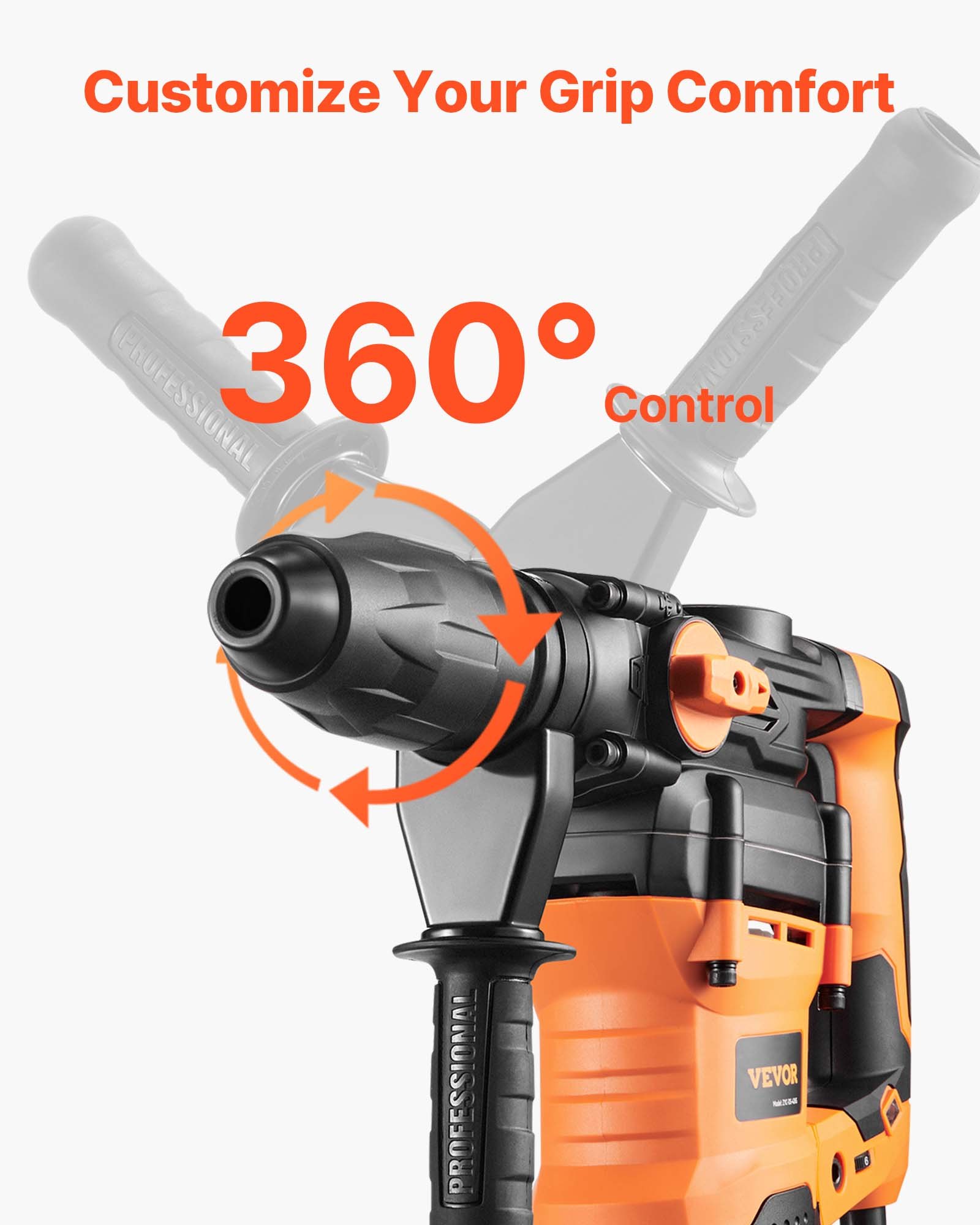 Taladro percutor rotativo VEVOR SDS-Max de 1-9/16 pulgadas, taladros con cable de 13 A, martillos cinceladores de alta resistencia con control de vibración y embrague de seguridad, martillos de demolición eléctricos de velocidad variable, herramienta eléctrica para hormigón