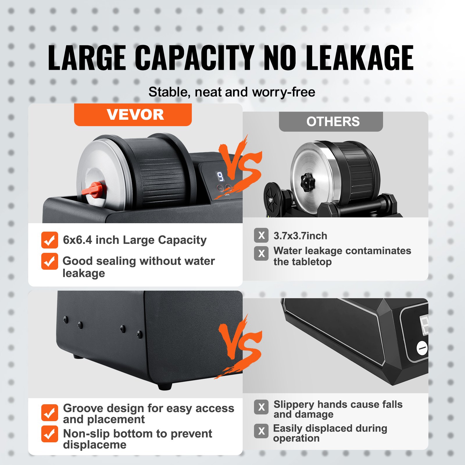 VEVOR Rock Tumbler Kit Pulidor de rocas de 3 lb Piedras preciosas en bruto 4 granos de pulido