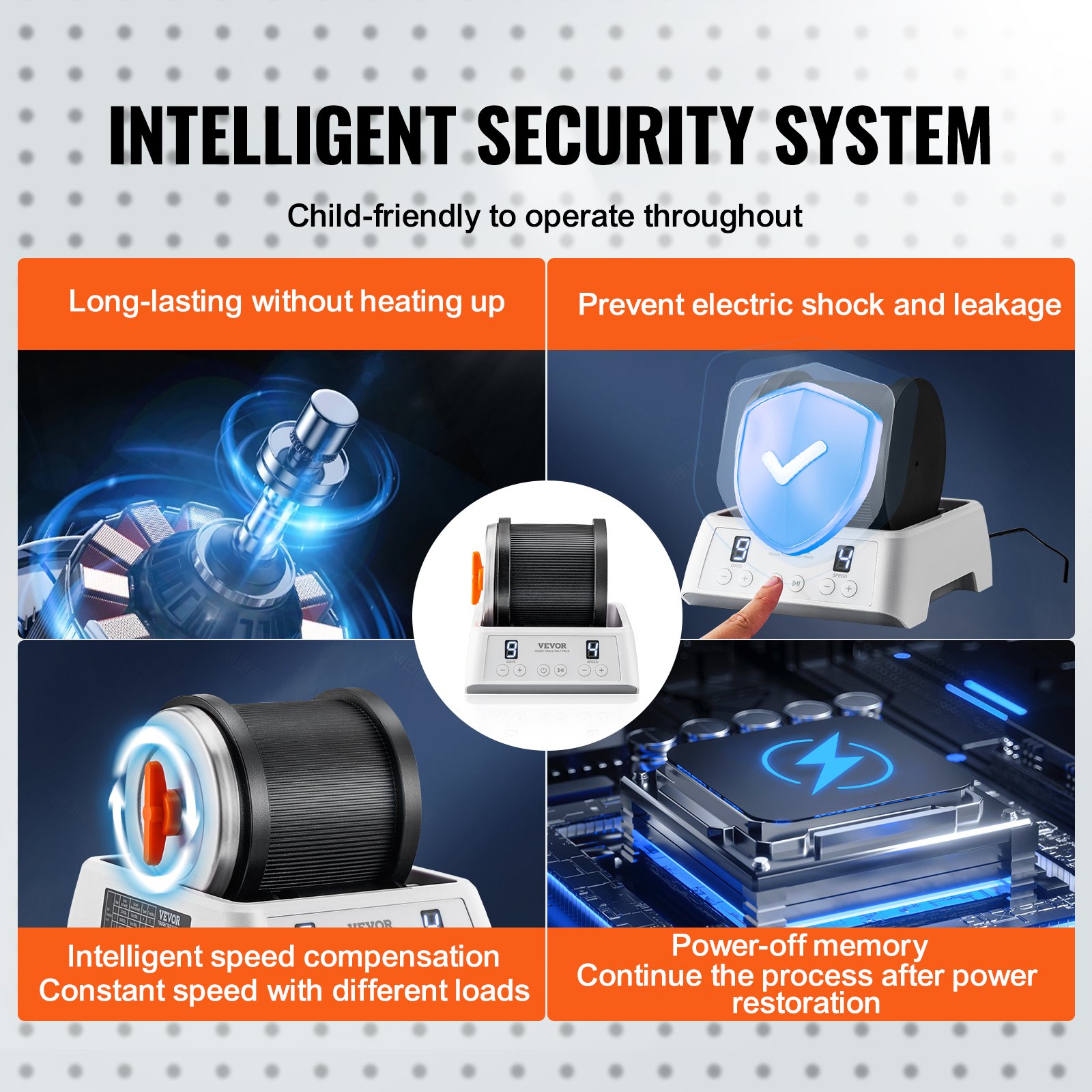 VEVOR Rock Tumbler Kit 1 lb Pulidor de rocas Piedras preciosas en bruto 4 granos de pulido