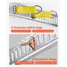 VEVOR E Track Kit de rieles de amarre, 34PCS 5FT E-Tracks Set Incluye 8 rieles de acero y 2 ranuras individuales y 8 juntas tóricas y 8 amarres con anillo en D y 8 tapas finales, accesorios de seguridad para carga, motocicletas y Bicicletas