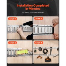 VEVOR E Track Kit de rieles de amarre, 34PCS 5FT E-Tracks Set Incluye 8 rieles de acero y 2 ranuras individuales y 8 juntas tóricas y 8 amarres con anillo en D y 8 tapas finales, accesorios de seguridad para carga, motocicletas y Bicicletas