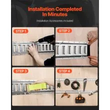 VEVOR E Track Kit de rieles de amarre, 34PCS 5FT E-Tracks Set Incluye 8 rieles de acero y 2 ranuras individuales y 8 juntas tóricas y 8 amarres con anillo en D y 8 tapas finales, accesorios de seguridad para carga, motocicletas y Bicicletas
