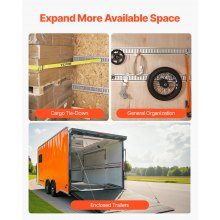 VEVOR E Track Kit de rieles de amarre, 34PCS 5FT E-Tracks Set Incluye 8 rieles de acero y 2 ranuras individuales y 8 juntas tóricas y 8 amarres con anillo en D y 8 tapas finales, accesorios de seguridad para carga, motocicletas y Bicicletas