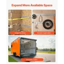 VEVOR E Track Kit de rieles de amarre, 34PCS 5FT E-Tracks Set Incluye 8 rieles de acero y 2 ranuras individuales y 8 juntas tóricas y 8 amarres con anillo en D y 8 tapas finales, accesorios de seguridad para carga, motocicletas y Bicicletas