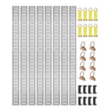 VEVOR E Track Kit de rieles de amarre, 34PCS 5FT E-Tracks Set Incluye 8 rieles de acero y 2 ranuras individuales y 8 juntas tóricas y 8 amarres con anillo en D y 8 tapas finales, accesorios de seguridad para carga, motocicletas y Bicicletas