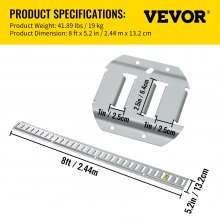 Riel de amarre VEVOR E-Track, 4 rieles de acero de 8 pies con ranuras estándar de 1"x2.5", compatible con anillos en O y D y amarres y correas de trinquete y cadenas enganchadas, para asegurar carga y equipo pesado
