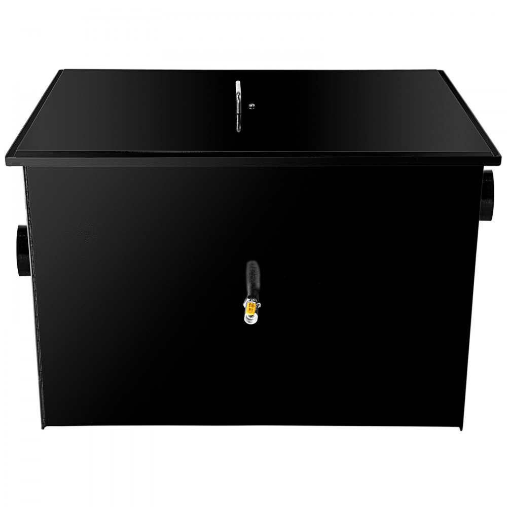 Interceptor de grasa comercial VEVOR, capacidad de 100 lb, trampa de grasa debajo del fregadero con caudal de 50 GPM, acero al carbono revestido con entrada de agua lateral, para cocina de restaurante, fábrica, color negro