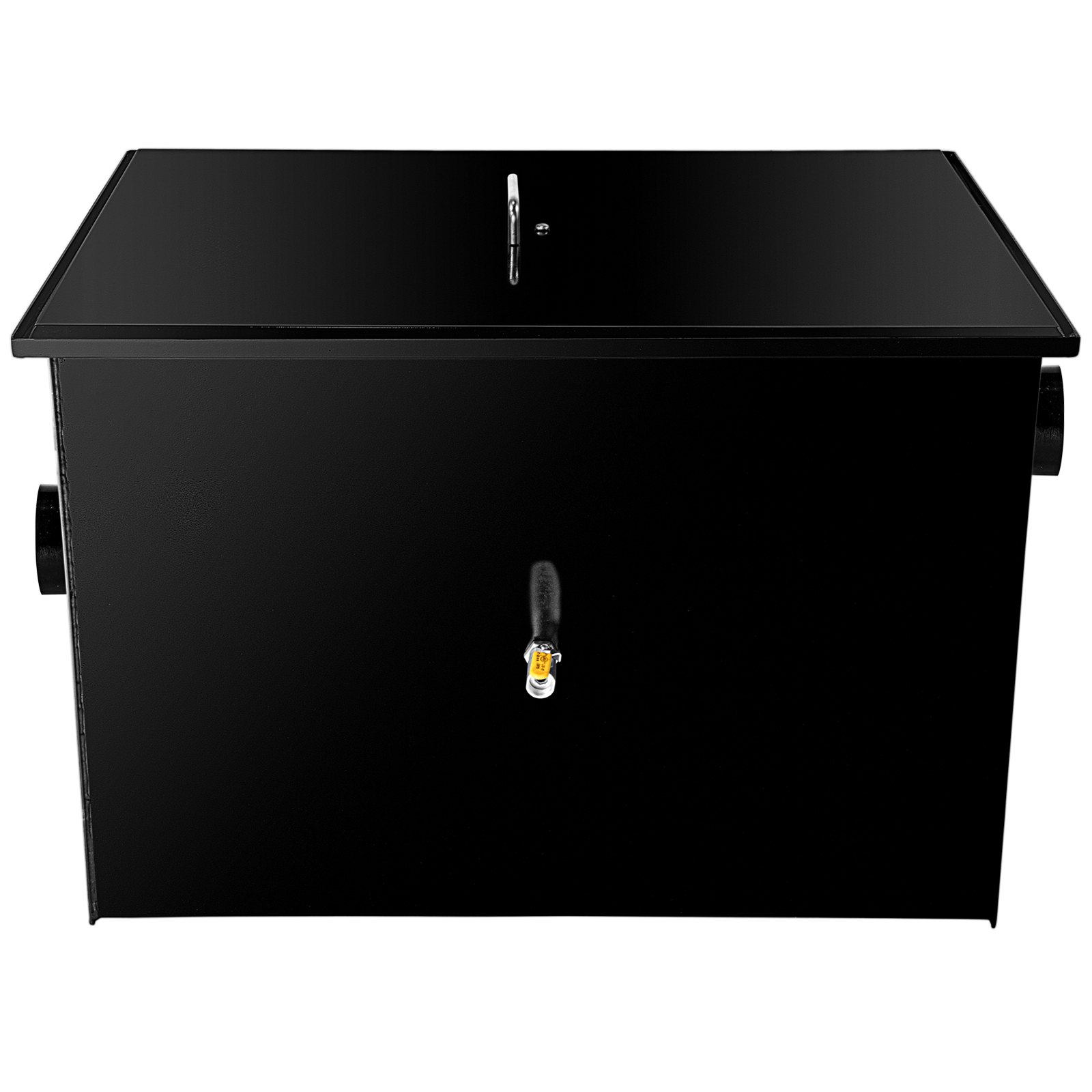 Interceptor de grasa comercial VEVOR, capacidad de 100 lb, trampa de grasa debajo del fregadero con caudal de 50 GPM, acero al carbono revestido con entrada de agua lateral, para cocina de restaurante, fábrica, color negro