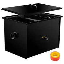 VEVOR Interceptor de grasa comercial 50 LB, trampa de grasa de acero al carbono 25 GPM, trampa interceptora de grasa con entrada de agua lateral, trampa de grasa debajo del fregadero para restaurante, cantina, fábrica, cocina casera