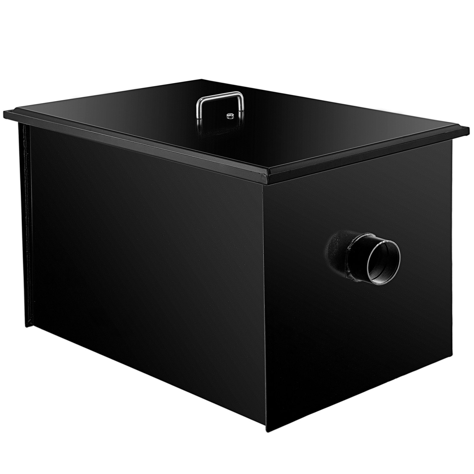 Separador de grasa comercial VEVOR de 25 GPM, 50 lb, de acero al carbono, con entrada de agua lateral. Ideal para instalar debajo del fregadero en restaurantes, fábricas y cocinas domésticas.