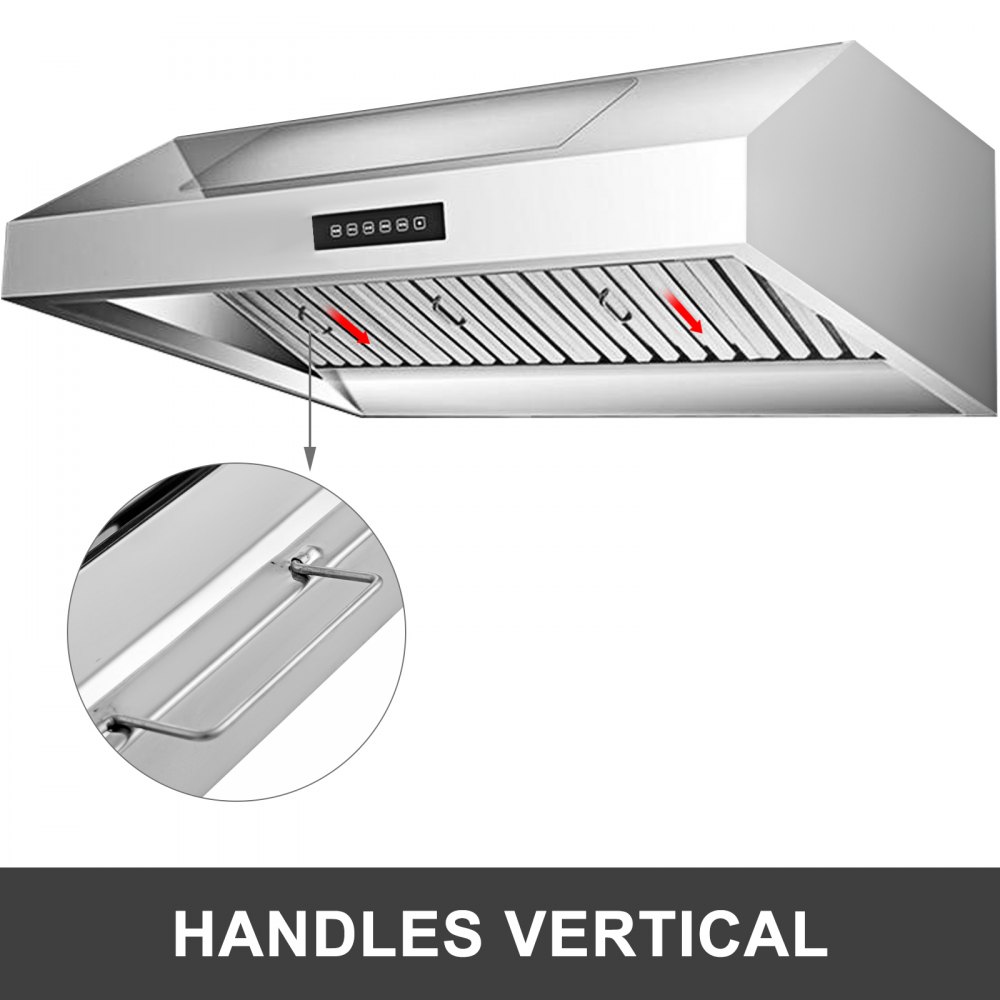 Filtros de campana VEVOR con asas verticales y pantalla led.