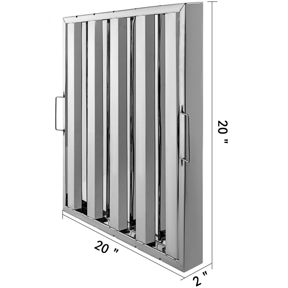 Filtros de campana VEVOR, acero inoxidable, 20&quot;x20&quot;x2&quot;, lamas verticales, asas laterales.