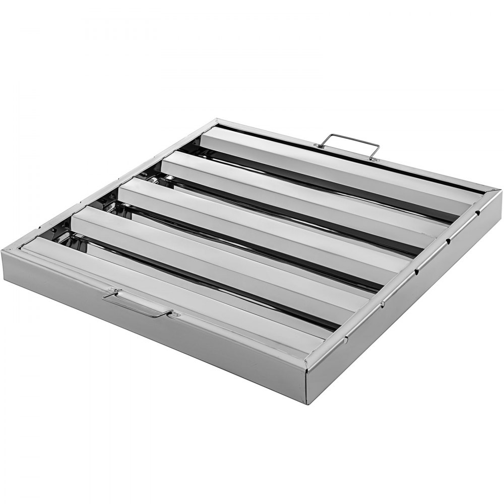 VEVOR - Paquete de 6 filtros para campana extractora (49,5 cm de ancho x 49,5 cm de alto), acero inoxidable 430, 4 ranuras, apto para cocinas comerciales con clasificación de grasa.