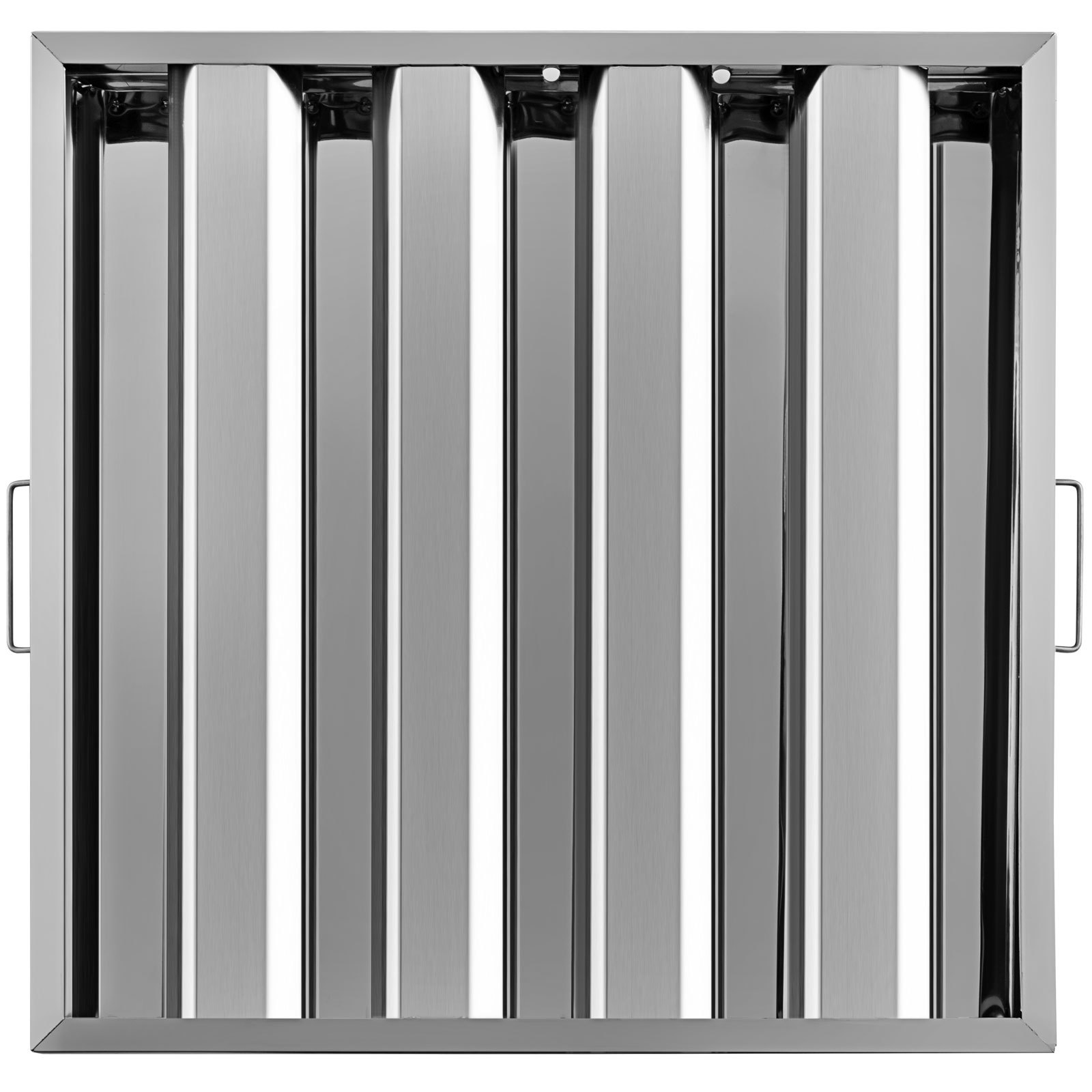 Filtros de campana VEVOR de acero inoxidable con lamas verticales y asas laterales.