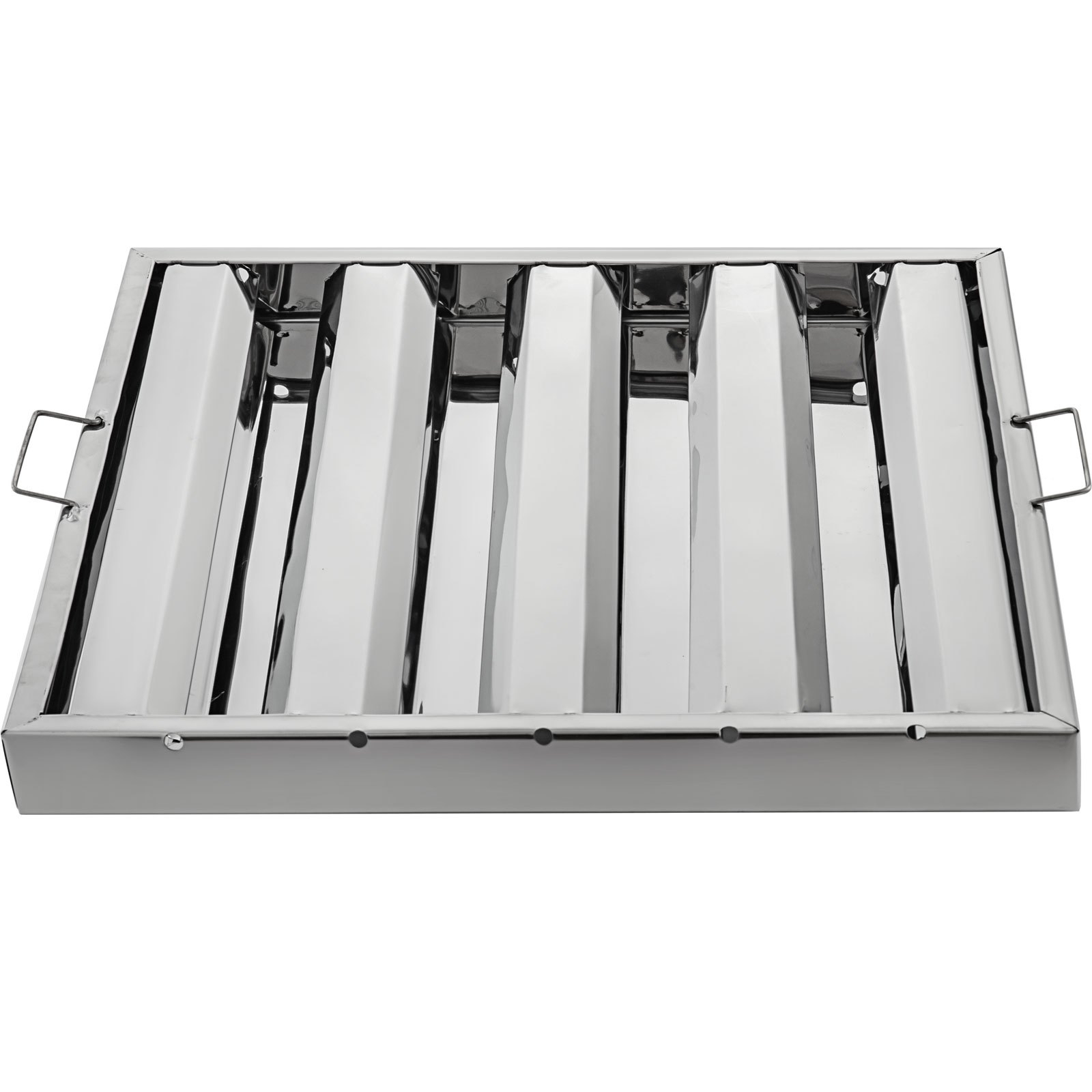 Filtros de campana VEVOR de acero inoxidable brillante con asas laterales y superficie reflectante.