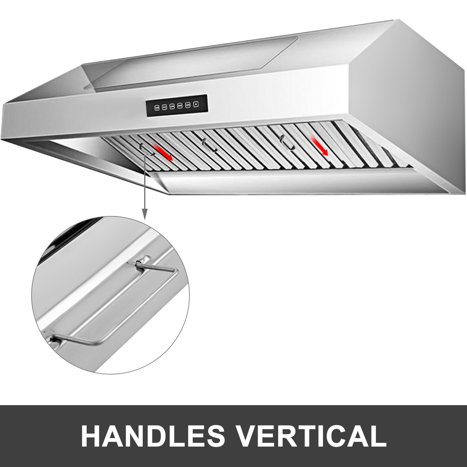 Filtros de campana VEVOR con asas verticales y pantalla led.