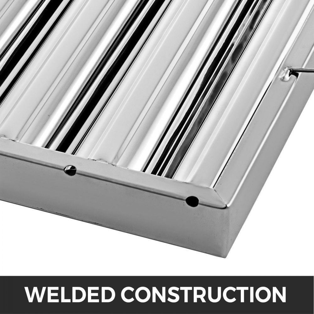 VEVOR 6 unids/set 430 filtro de campana extractora de acero inoxidable con 5 ranuras filtro de grasa deflector 20x16 pulgadas para cocina comercial