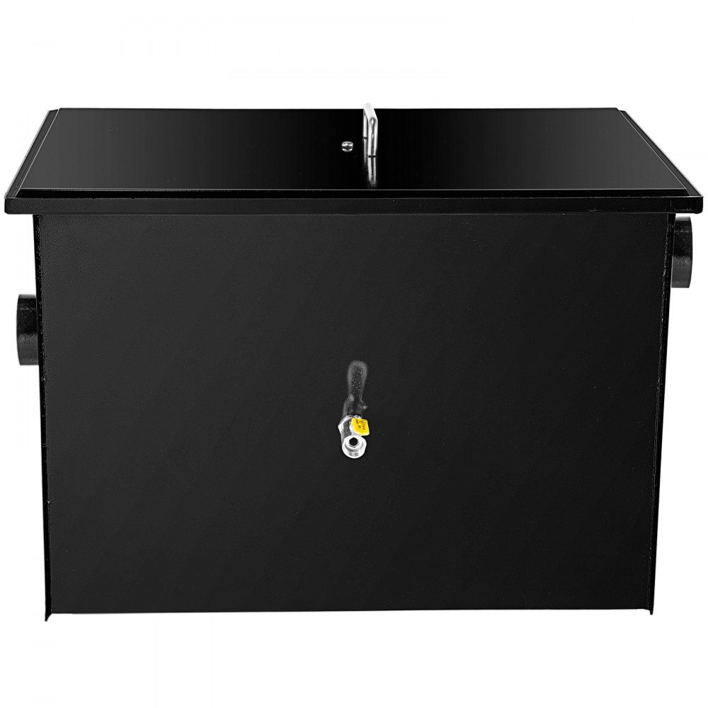 Interceptor de grasa comercial VEVOR de 35 GPM, trampa de grasa comercial de 70 lb, trampa de grasa de acero al carbono con entrada de agua lateral, trampa de grasa debajo del fregadero para restaurantes, fábricas, hogares y cocinas.