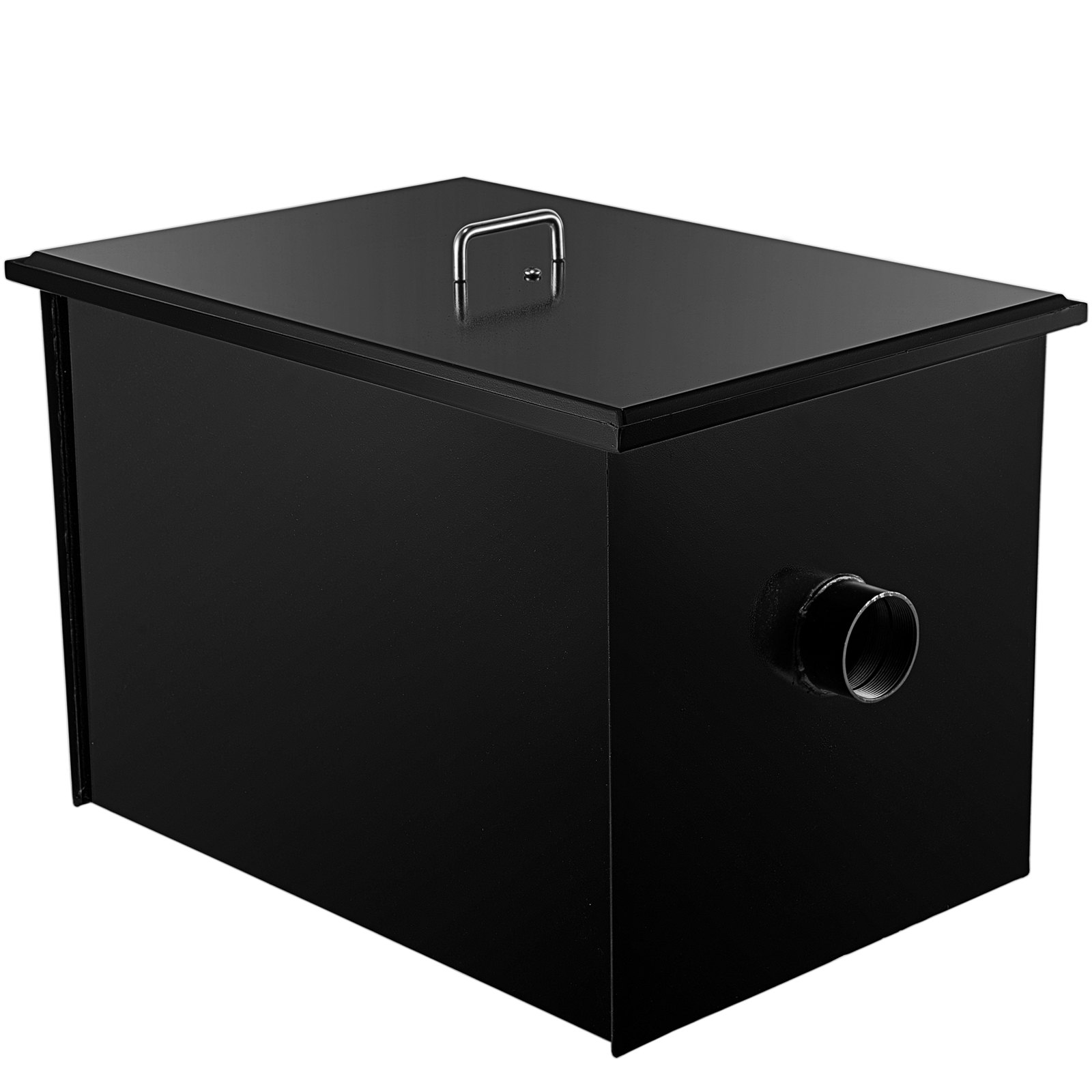 Interceptor de grasa comercial VEVOR de 35 GPM, trampa de grasa comercial de 70 lb, trampa de grasa de acero al carbono con entrada de agua lateral, trampa de grasa debajo del fregadero para restaurantes, fábricas, hogares y cocinas.