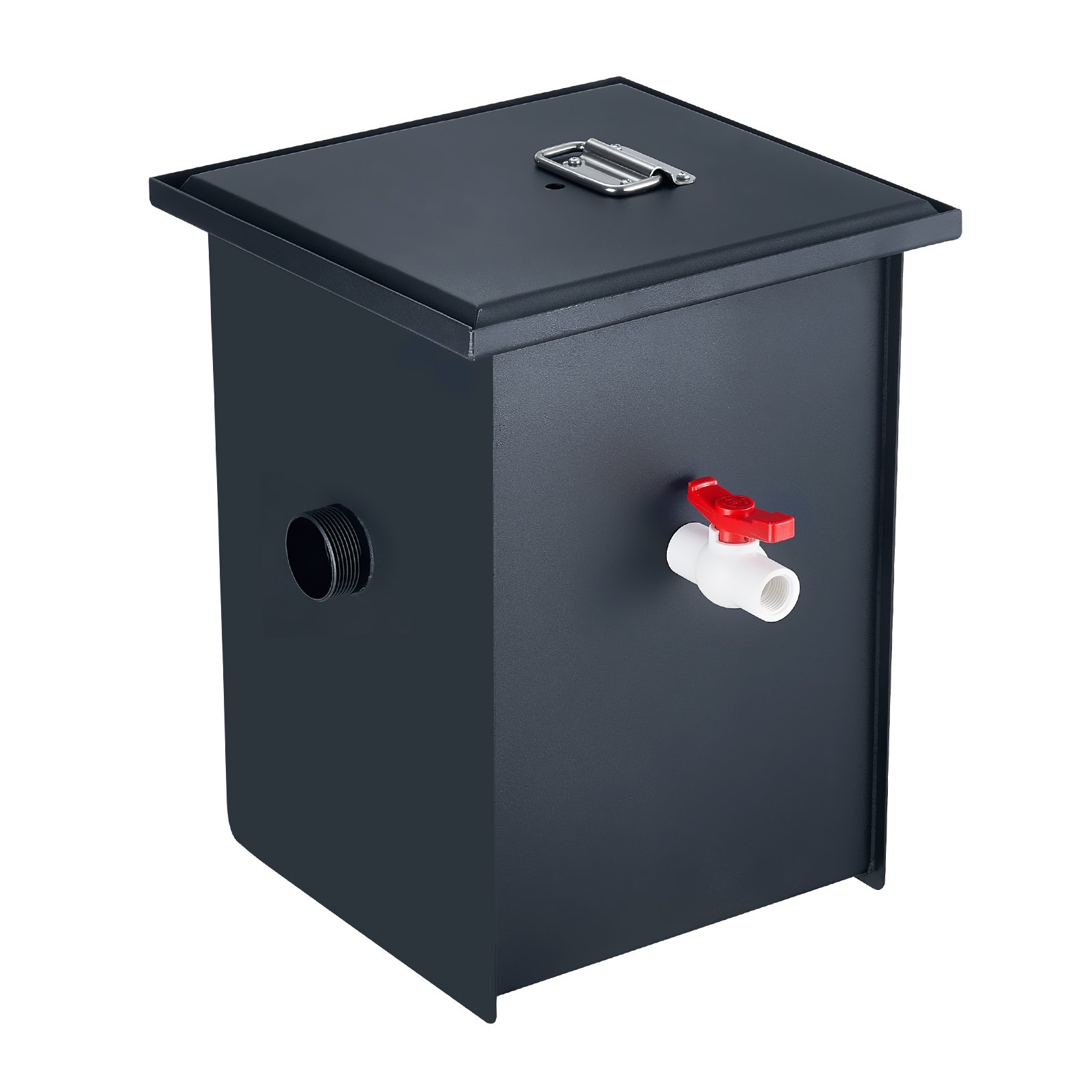 Trampa de grasa comercial VEVOR, interceptor de grasa de 8 lb, interceptor de entrada lateral, trampa de grasa de acero al carbono para debajo del fregadero, separador de aceite y agua de 4.6 GPM para aguas residuales, para restaurantes, cantinas, cocinas domésticas.