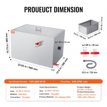 VEVOR Trampa de grasa comercial, interceptor de grasa de 40 libras, interceptor de entrada lateral, trampa de grasa de acero inoxidable debajo del fregadero, separador de agua y aceite de aguas residuales de 10 GPM, para restaurante, cantina, cocina casera