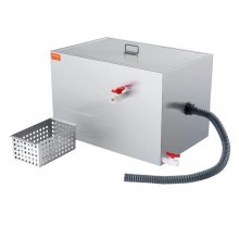 VEVOR Trampa de grasa comercial, interceptor de grasa de 40 libras, interceptor de entrada lateral, trampa de grasa de acero inoxidable debajo del fregadero, separador de agua y aceite de aguas residuales de 10 GPM, para restaurante, cantina, cocina casera