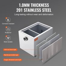 Trampa de grasa comercial VEVOR, interceptor de grasa de 8 libras, interceptor de entrada lateral, trampa de grasa de acero inoxidable debajo del fregadero, separador de aceite y agua de aguas residuales de 2,8 GPM, para restaurante, cantina, cocina casera