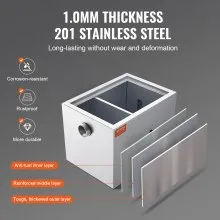 Trampa de grasa comercial VEVOR, interceptor de grasa de 8 libras, interceptor de entrada lateral, trampa de grasa de acero inoxidable debajo del fregadero, separador de aceite y agua de aguas residuales de 2,8 GPM, para restaurante, cantina, cocina casera