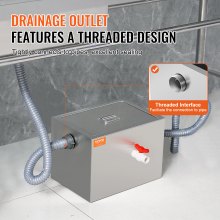 Trampa de grasa comercial VEVOR, interceptor de grasa de 8 libras, interceptor de entrada lateral, trampa de grasa de acero inoxidable debajo del fregadero, separador de aceite y agua de aguas residuales de 2,8 GPM, para restaurante, cantina, cocina casera