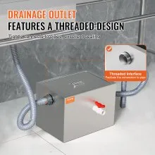 Trampa de grasa comercial VEVOR, interceptor de grasa de 8 libras, interceptor de entrada lateral, trampa de grasa de acero inoxidable debajo del fregadero, separador de aceite y agua de aguas residuales de 2,8 GPM, para restaurante, cantina, cocina casera