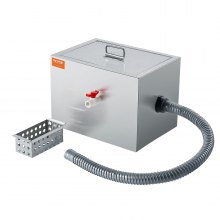 Trampa de grasa comercial VEVOR, interceptor de grasa de 8 libras, interceptor de entrada lateral, trampa de grasa de acero inoxidable debajo del fregadero, separador de aceite y agua de aguas residuales de 2,8 GPM, para restaurante, cantina, cocina casera