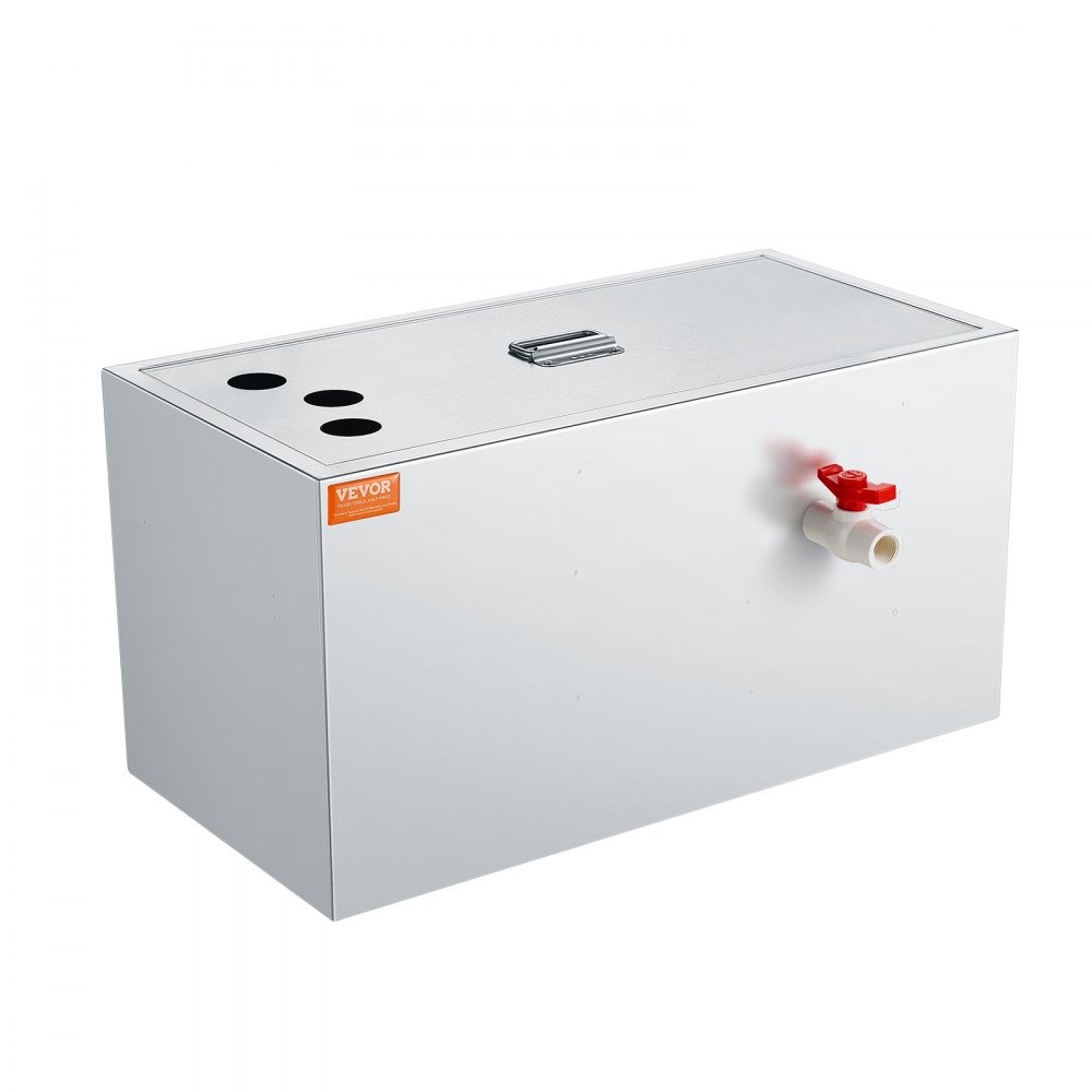 Trampa de grasa comercial VEVOR, interceptor de grasa de 11.3 kg, con entrada superior, trampa de grasa de acero inoxidable para debajo del fregadero, separador de aceite y agua de 23.8 l/min para aguas residuales, ideal para restaurantes, cantinas, cocinas domésticas.