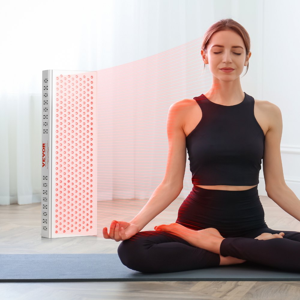 Terapia de luz roja VEVOR para todo el cuerpo, 300 LED de doble chip, pulso de 10 Hz/40 Hz, 3 ajustes de temporizador, panel de terapia de luz roja de 660 nm e infrarroja cercana de 850 nm para el alivio del dolor, la cicatrización de heridas y la salud de la piel, 300 W
