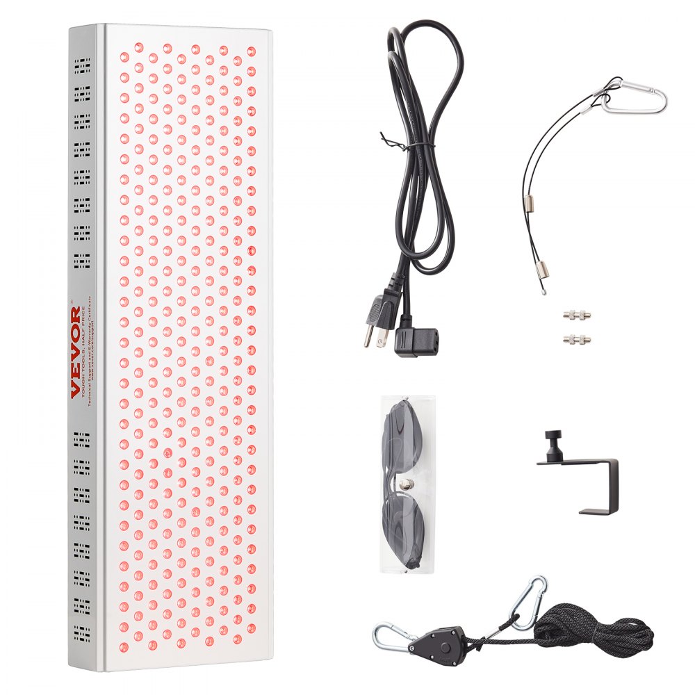 Terapia de luz roja VEVOR para todo el cuerpo, 300 LED de doble chip, pulso de 10 Hz/40 Hz, 3 ajustes de temporizador, panel de terapia de luz roja de 660 nm e infrarroja cercana de 850 nm para el alivio del dolor, la cicatrización de heridas y la salud de la piel, 300 W