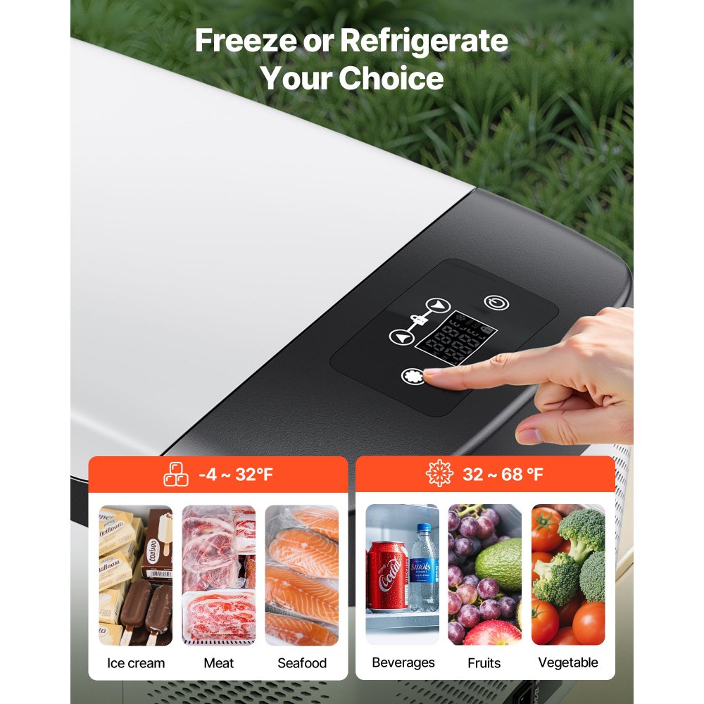 Refrigerador para auto VEVOR, 12/24 V CC, 100-240 V CA, con compresor, control de temperatura de -20 °C a 20 °C, con aplicación, congelador de 16 cuartos para autocaravanas, campings, barcos, camping y pesca, 60 W.